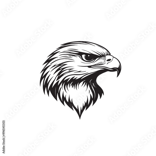 Hand drawn eagle head emblem set. Mascot bird collection. Predator logo illustration isolated on white