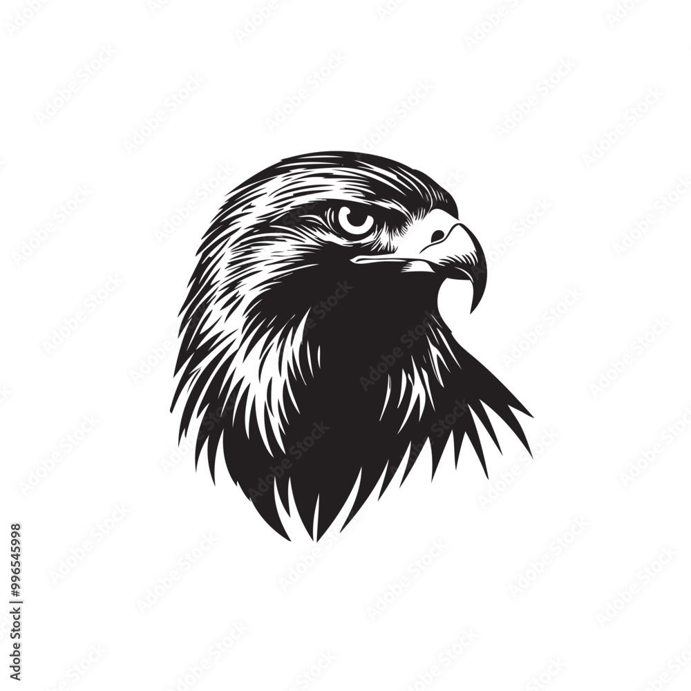 Obraz premium Hand drawn eagle head emblem set. Mascot bird collection. Predator logo illustration isolated on white