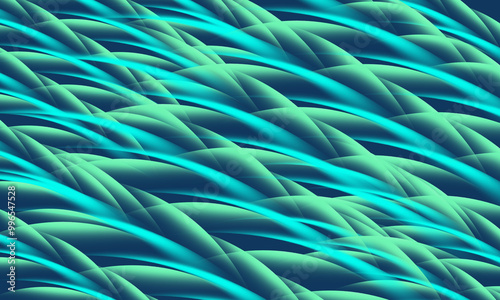 Abstract green and aqua colored  feathery transparent pattern background.