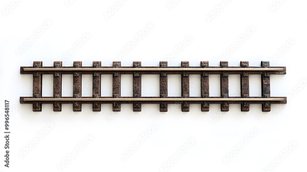 3d Railway rails top view isolated on white background 3d Railway rails top view isolated on white background