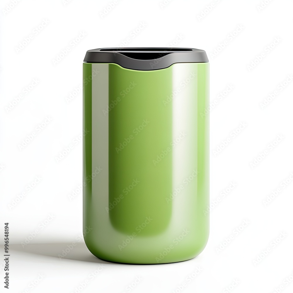 A modern green trash can with a sleek design, perfect for home or office use, promoting cleanliness and organization. A modern green trash can with a sleek design, perfect for home or office use, promoting cleanliness and organization.