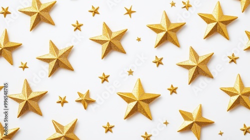 Golden stars on a white isolate background.