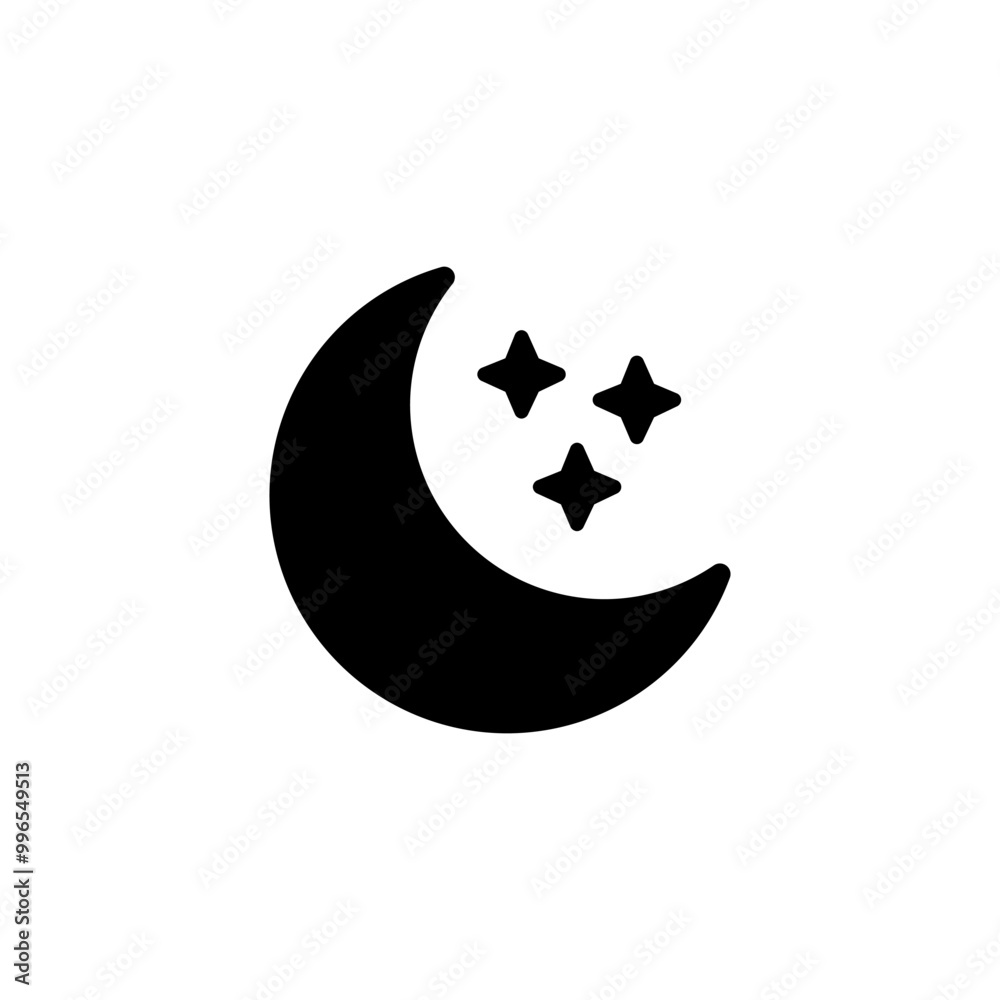 Moon icon vector. Night symbol. Moon with stars. Moon icon vector. Night symbol. Moon with stars.