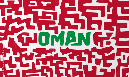 Oman background with red maze in abstract design. Oman independence day template