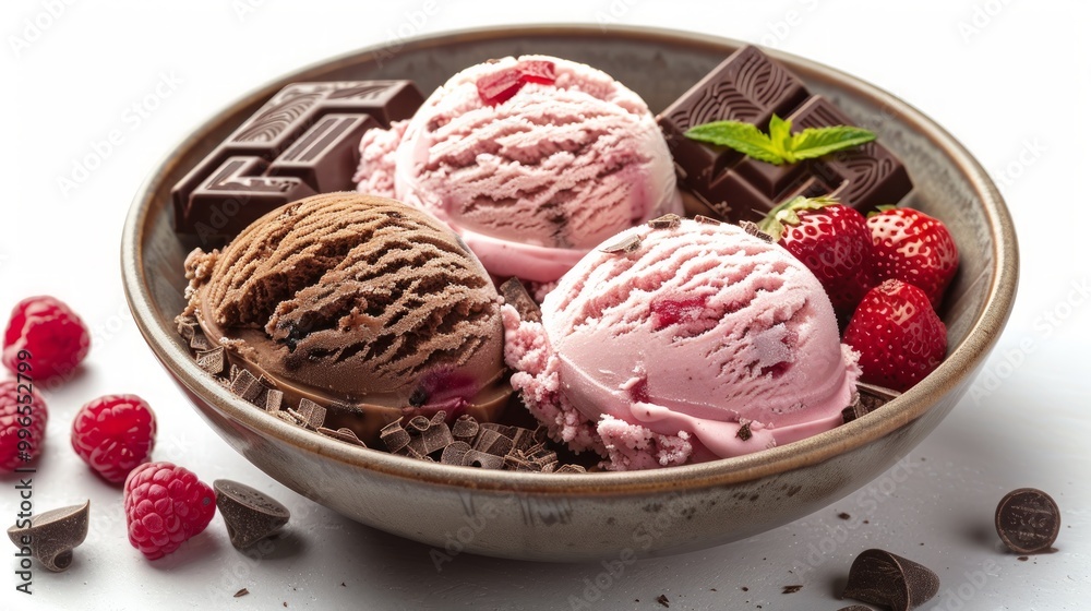 Vanilla lotus biscuit chocolate brownie and strawberry gelato ice cream isolated on white background. Vanilla lotus biscuit chocolate brownie and strawberry gelato ice cream isolated on white background.