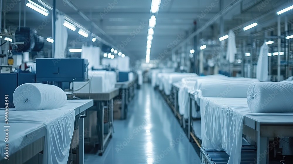 Factory production line at a textile factory Factory production line at a textile factory