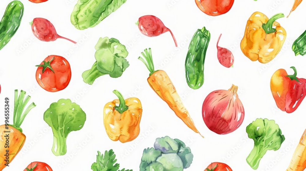 Watercolor vegetables pattern illustration Watercolor vegetables pattern illustration