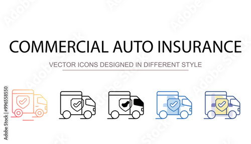 Commercial Auto Insurance icon design with white background stock illustration