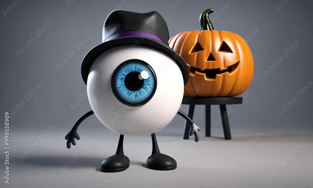 3d halloween eyeball cartoon character mascot and jack o lantern pumpkin digital art 3d halloween eyeball cartoon character mascot and jack o lantern pumpkin digital art