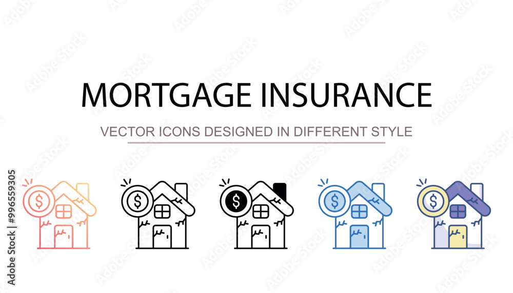 Obraz premium Mortgage Insurance icon design with white background stock illustration