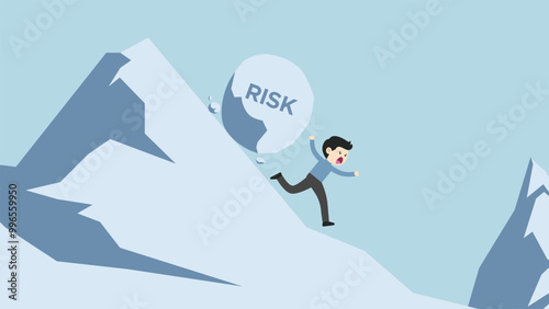 vector of simple people who avoid big risks in business. Initial career situation in the business world. To achieve success you must be ready to face all risks. illustration of a situation facing risk