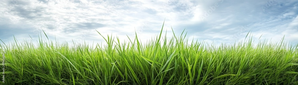 Green grass field against a cloudy sky. Green grass field against a cloudy sky.