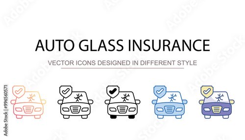 Auto Glass Insurance icon design with white background stock illustration