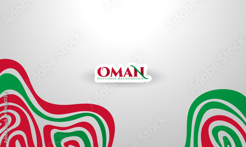 Simple abstract background with waving irregular big lines of green and red. Oman independence day