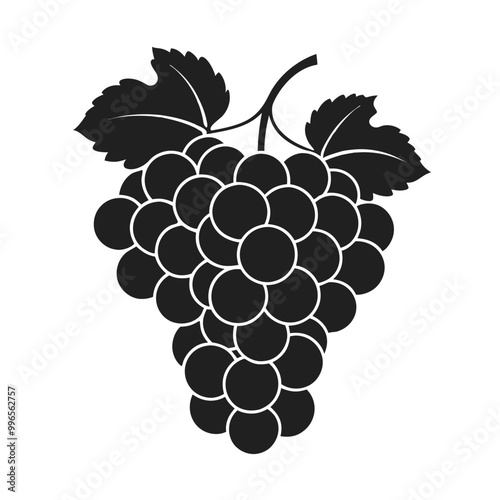 Minimalist vector illustration of grapes silhouette on white background for elegant designs.
