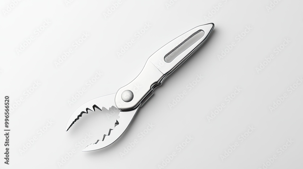A sleek, silver kitchen tool designed for gripping and lifting, perfect for seafood and cooking applications. A sleek, silver kitchen tool designed for gripping and lifting, perfect for seafood and cooking applications.