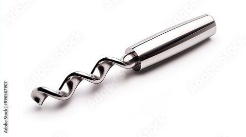 A sleek, stainless steel corkscrew with a spiral design, ideal for opening wine bottles with ease and style.