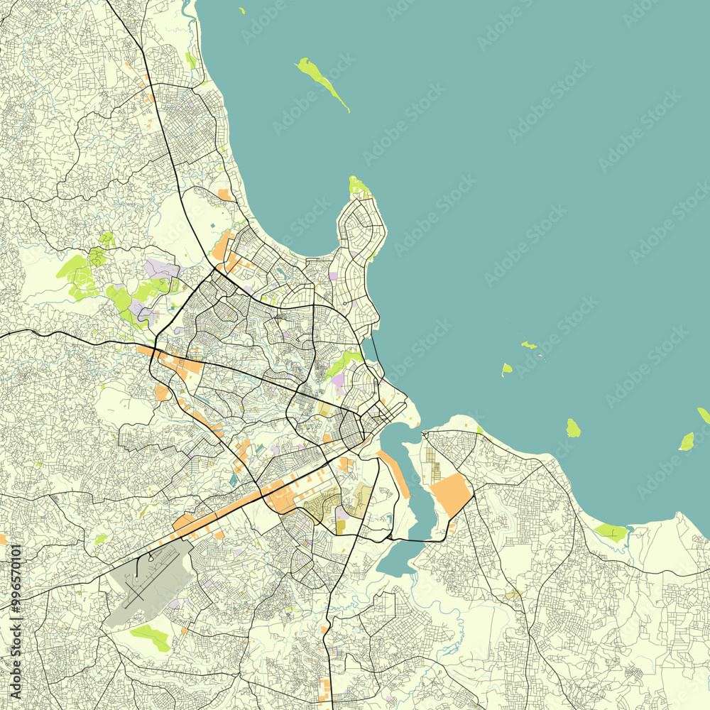 Fototapeta premium Vector city map of Dar es Salaam, Tanzania