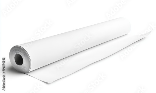 The side view of a blank white wallpaper twisted roll