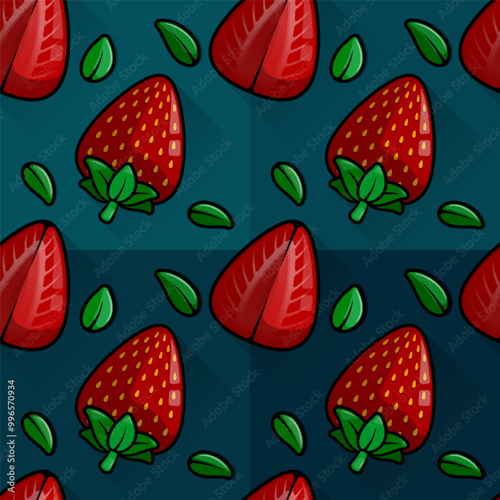 Sweet Line Cartoon Pattern Illustration of Healthy Strawberries Emphasizing Freshness and Nutrition for Food Artwork Sweet Line Cartoon Pattern Illustration of Healthy Strawberries Emphasizing Freshness and Nutrition for Food Artwork