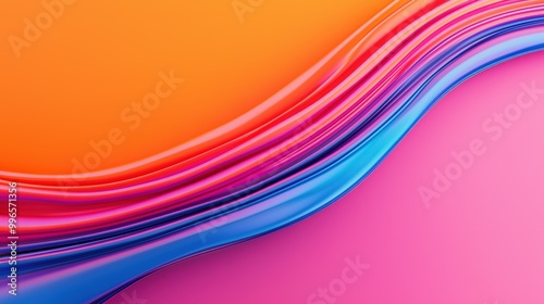 Colorful abstract wave pattern with vibrant orange, pink, and blue hues.