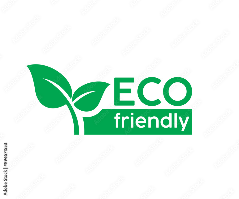 Fototapeta premium Eco friendly logo. Organic and natural product icon. Ecologic food stamps. Organic natural food label vector design and illustration.
