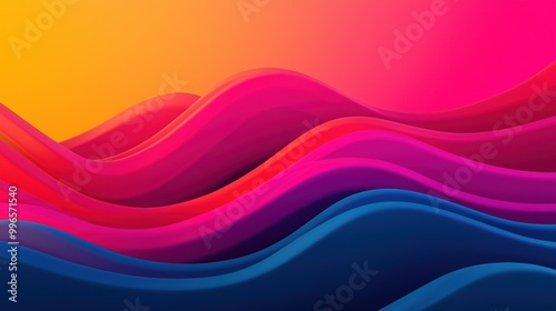 Colorful abstract waves with gradients in pink, blue, and orange tones.