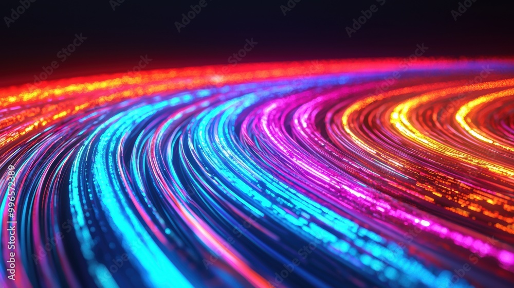 Colorful glowing lines in vibrant hues on a dark background. Colorful glowing lines in vibrant hues on a dark background.