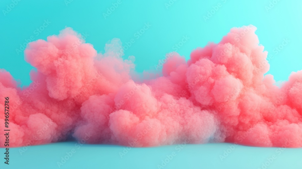 Colorful pink smoke clouds on a teal background for creative design. Colorful pink smoke clouds on a teal background for creative design.