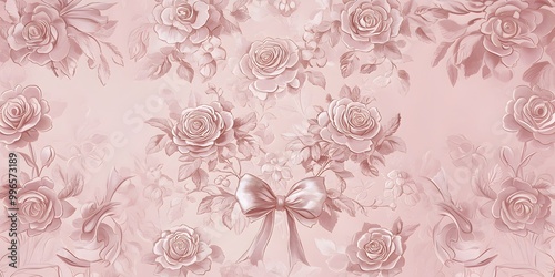 Wallpaper Mural Illustration for background, postcards in vintage style with flowers, bows. Retro style Torontodigital.ca