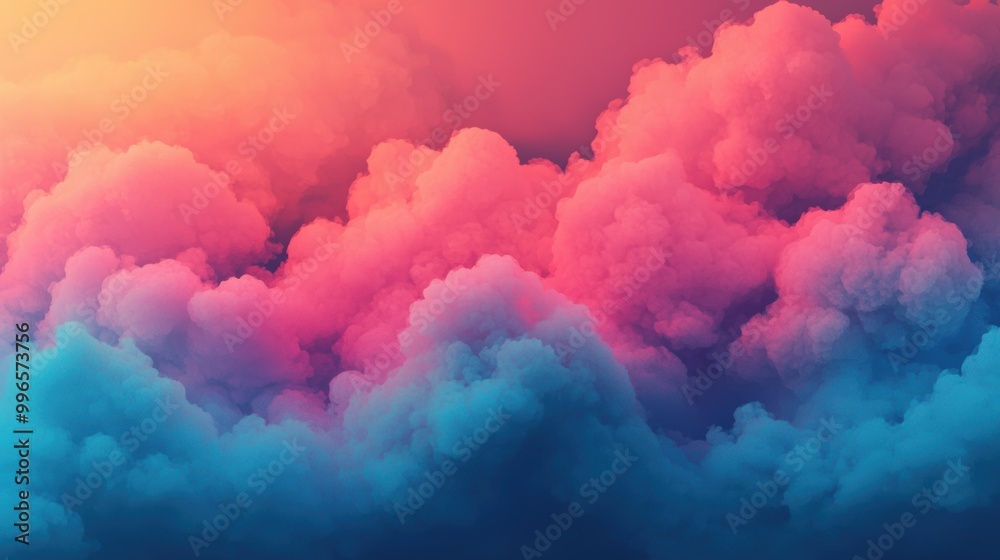 Vibrant, colorful clouds in shades of pink and blue against a gradient sky. Vibrant, colorful clouds in shades of pink and blue against a gradient sky.