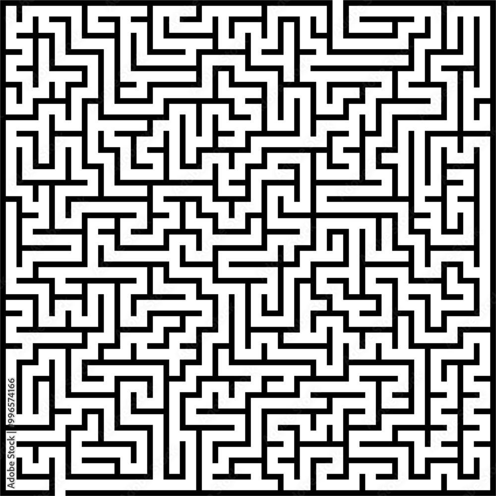 Abstract square maze. Game for kids. Puzzle for children. One entrances, one exit. Labyrinth conundrum. Simple flat vector illustration isolated on