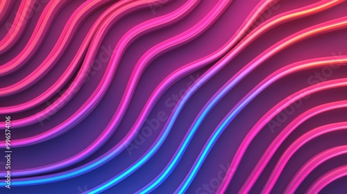 Vibrant neon lines create flowing patterns and textures against a dark background. photo