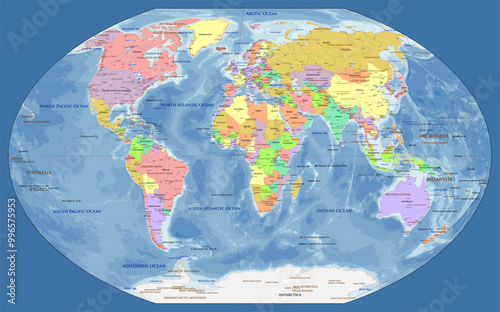Political world map Winkel-Tripel projection
