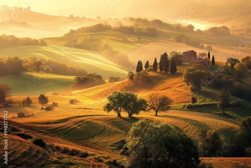 Fototapeta Naklejka Na Ścianę i Meble -  The 1970s of countryside landscape grassland sunlight.