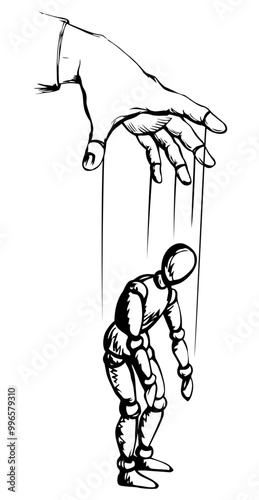 Man is a puppet. Vector drawing