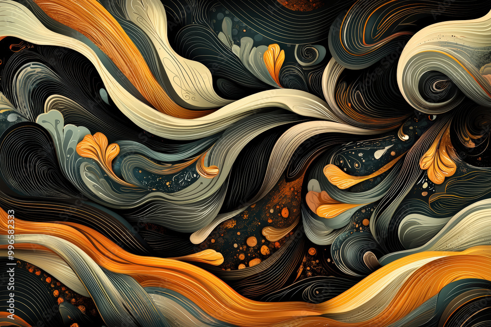 Swirling abstract design featuring intricate lines and vibrant colors, creating dynamic flow of movement and energy. art evokes sense of depth and creativity Swirling abstract design featuring intricate lines and vibrant colors, creating dynamic flow of movement and energy. art evokes sense of depth and creativity