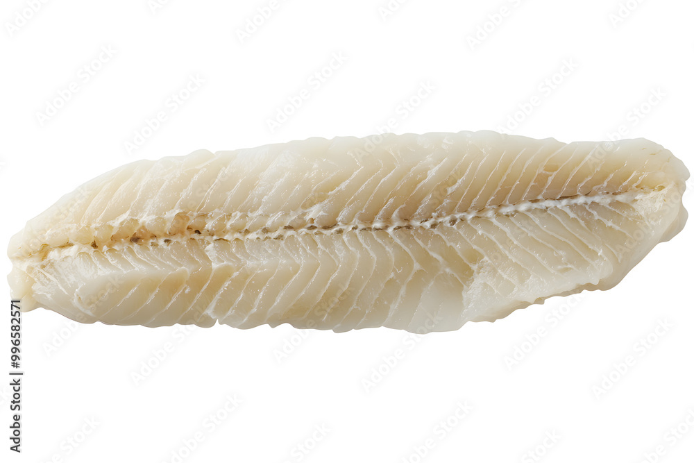 Fresh prepared white fish fillet isolated on white background Fresh prepared white fish fillet isolated on white background