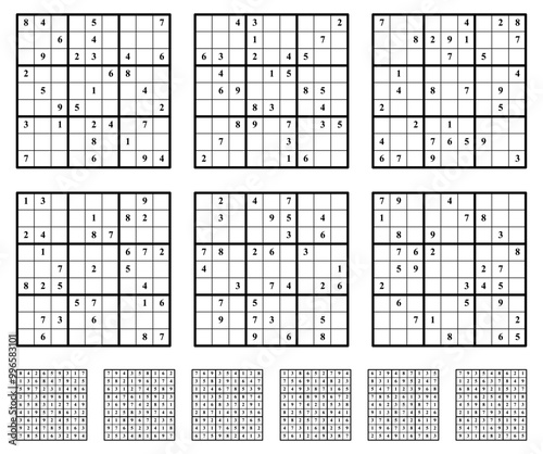 Sudoku game set with answers medium Difficulty.