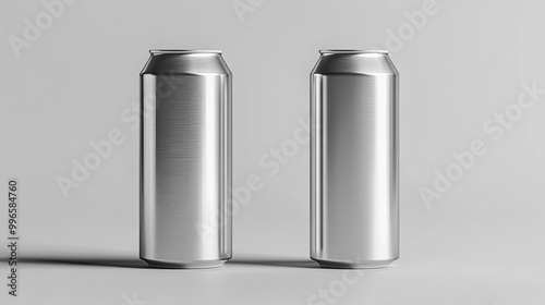 A sleek and slim aluminum metallic drink can mockup in a minimalistic perspective, offering a clean, realistic design template for energy drink or soda brand packaging.