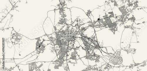 Detailed vector map of Makkah, Saudi Arabia.