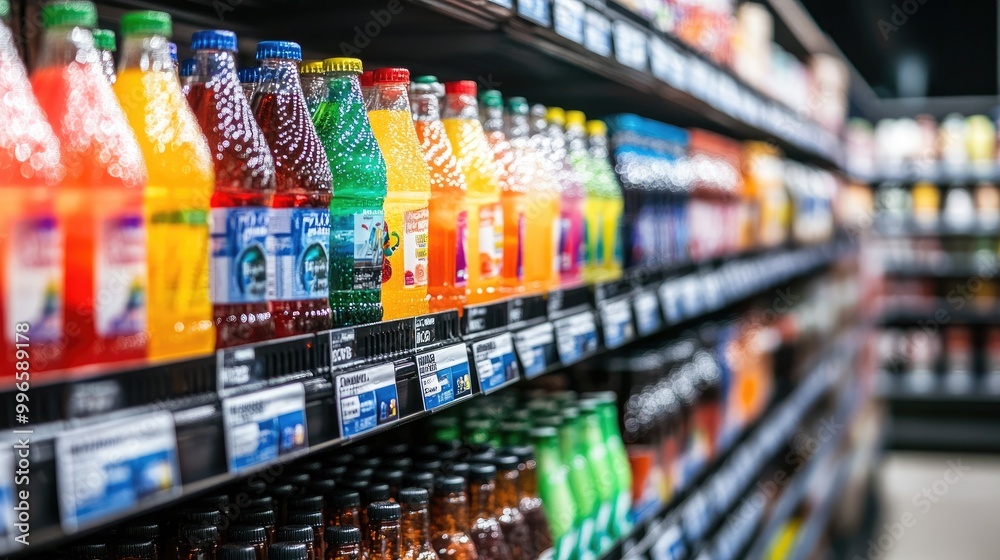 Shelves packed with colorful drinks in a modern store's refrigerated section, showcasing a wide selection of chilled beverages in a bright, contemporary retail setting. Shelves packed with colorful drinks in a modern store's refrigerated section, showcasing a wide selection of chilled beverages in a bright, contemporary retail setting.