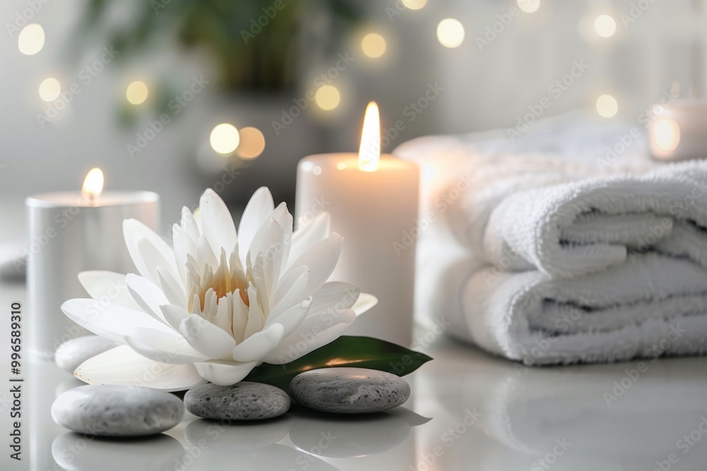 Concept of relaxation and tranquility, as the candles