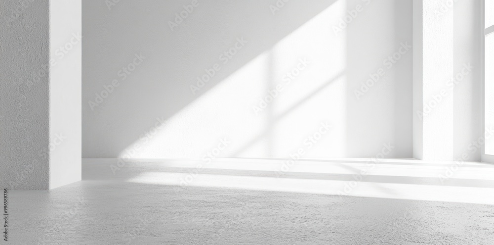 Minimalist White Room with Sunlight and Textured Floor Minimalist White Room with Sunlight and Textured Floor