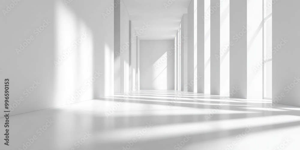 Obraz premium White Hallway with Sunlight Streaming Through Windows