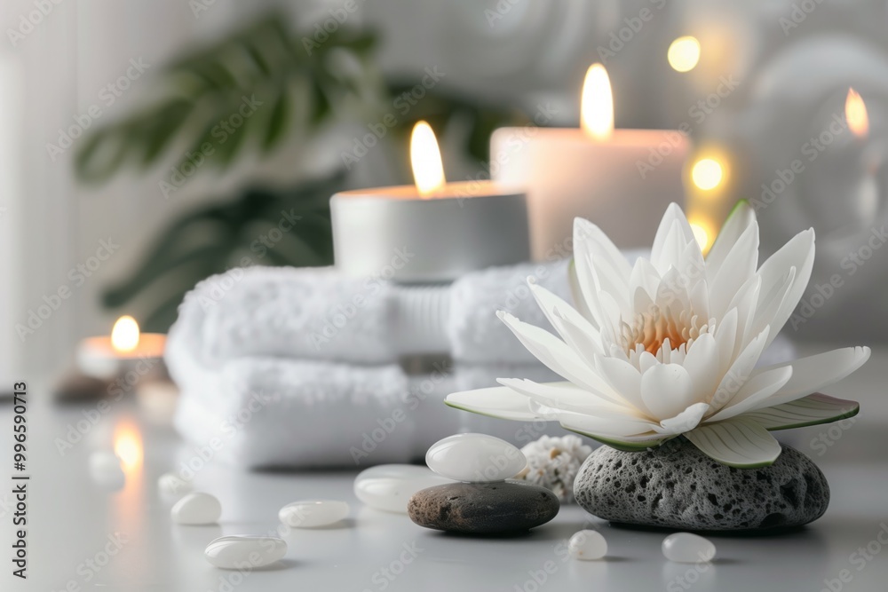 Concept of relaxation and tranquility, as the candles