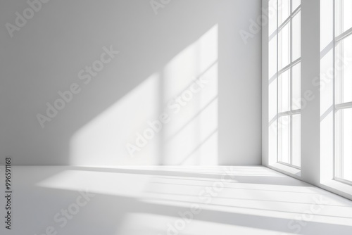 Sunlight streaming through a window in a white room