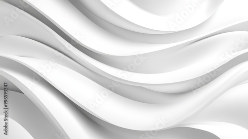 Curve of white for gray shadows and white textures. 3D rendering of abstract shapes for wallpaper.