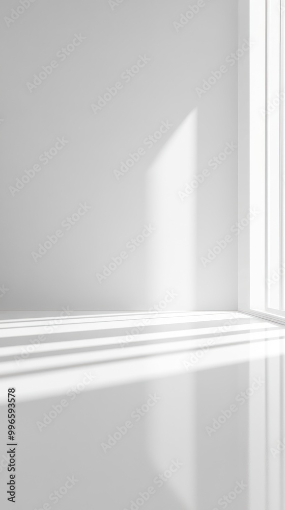 Sunlight Streaming Through Window into Empty White Room