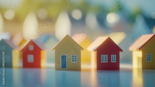 A collection of colorful miniature houses in various shapes and sizes on a blurred background.